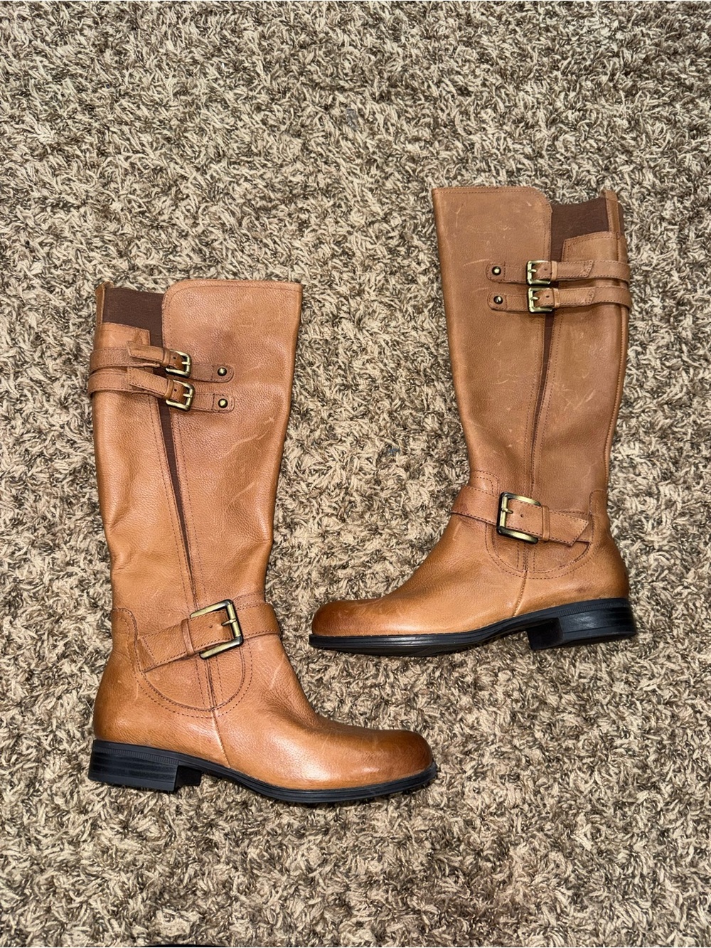 Naturalizer Tan Mid-Calf Buckle Jessie Boots